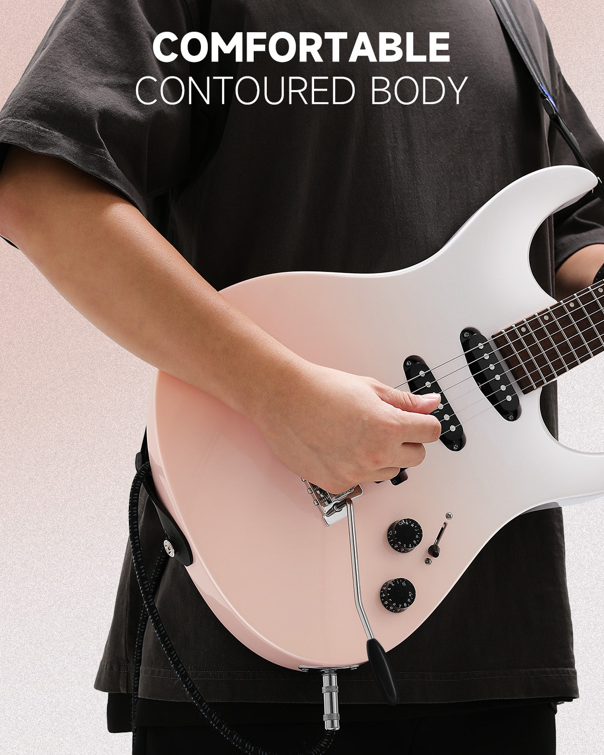 Donner DMT-66 Electric Guitar with Ceramic Single-Coil-Pink-White gradient##