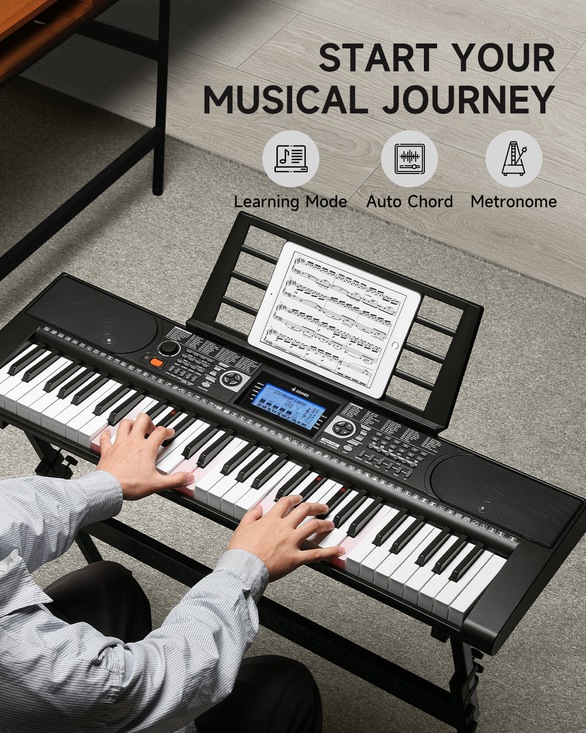 Donner DEK-630 61-Key Lighted Electronic Keyboard