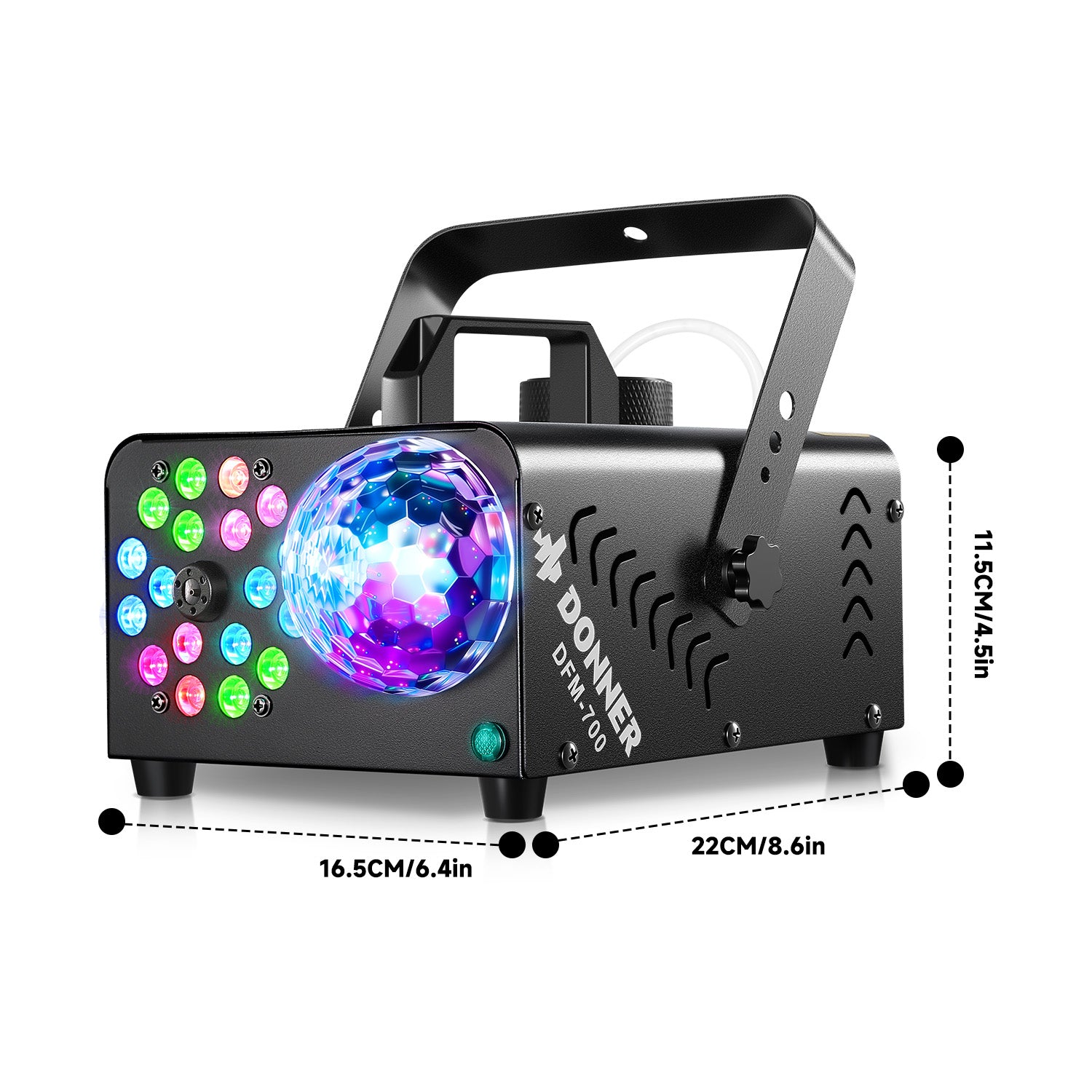 Donner Fog Machine with Disco Ball, 1000W, 4000 CFM, 18 RGB LED Lights Halloween Smoke Machine for Party, DFM-700
