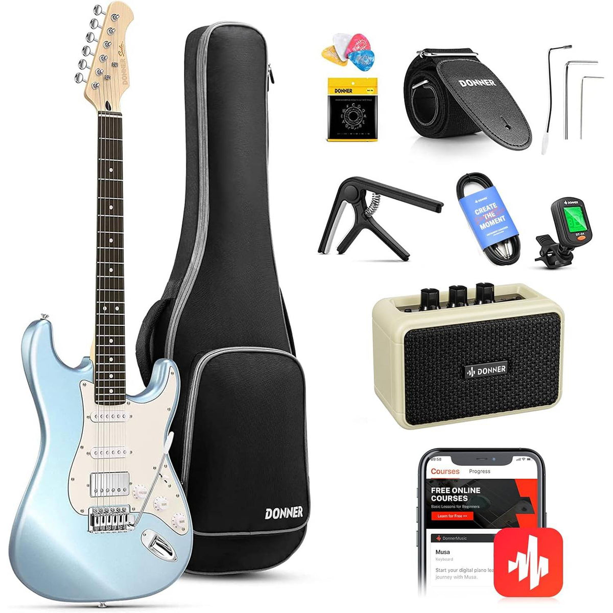 DST-152 HSS w/Coil Split Electric Guitar Kit with AMP Donner