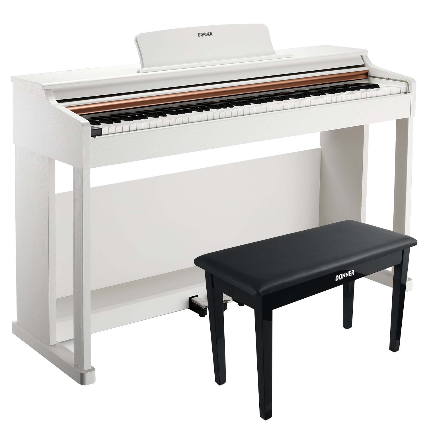 Donner DDP-100 88 Key Weighted Hammer Action Upright Digital Piano for Beginners Black/White-White##