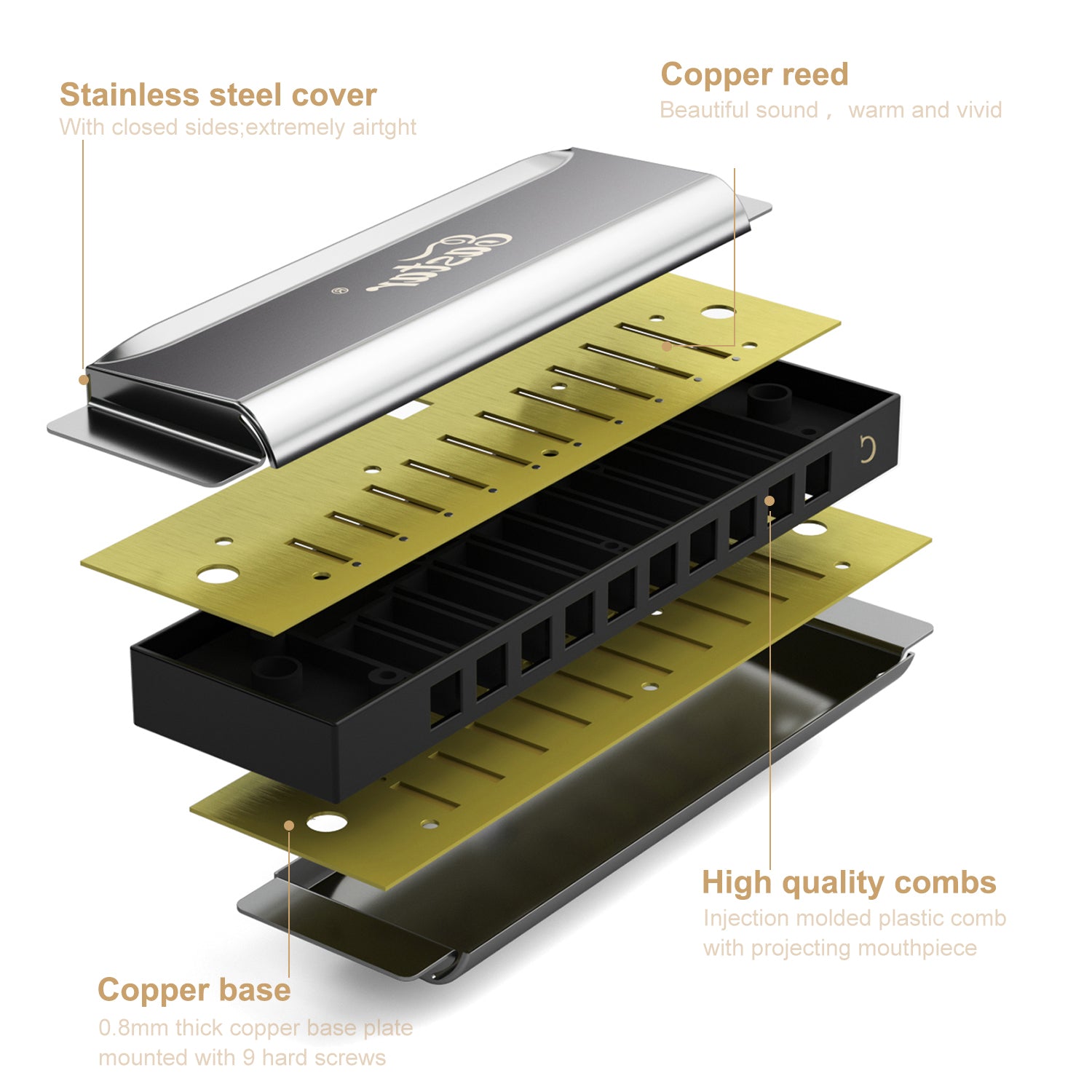 Eastar Major Advanced 10-Hole C Blues Harmonica Black