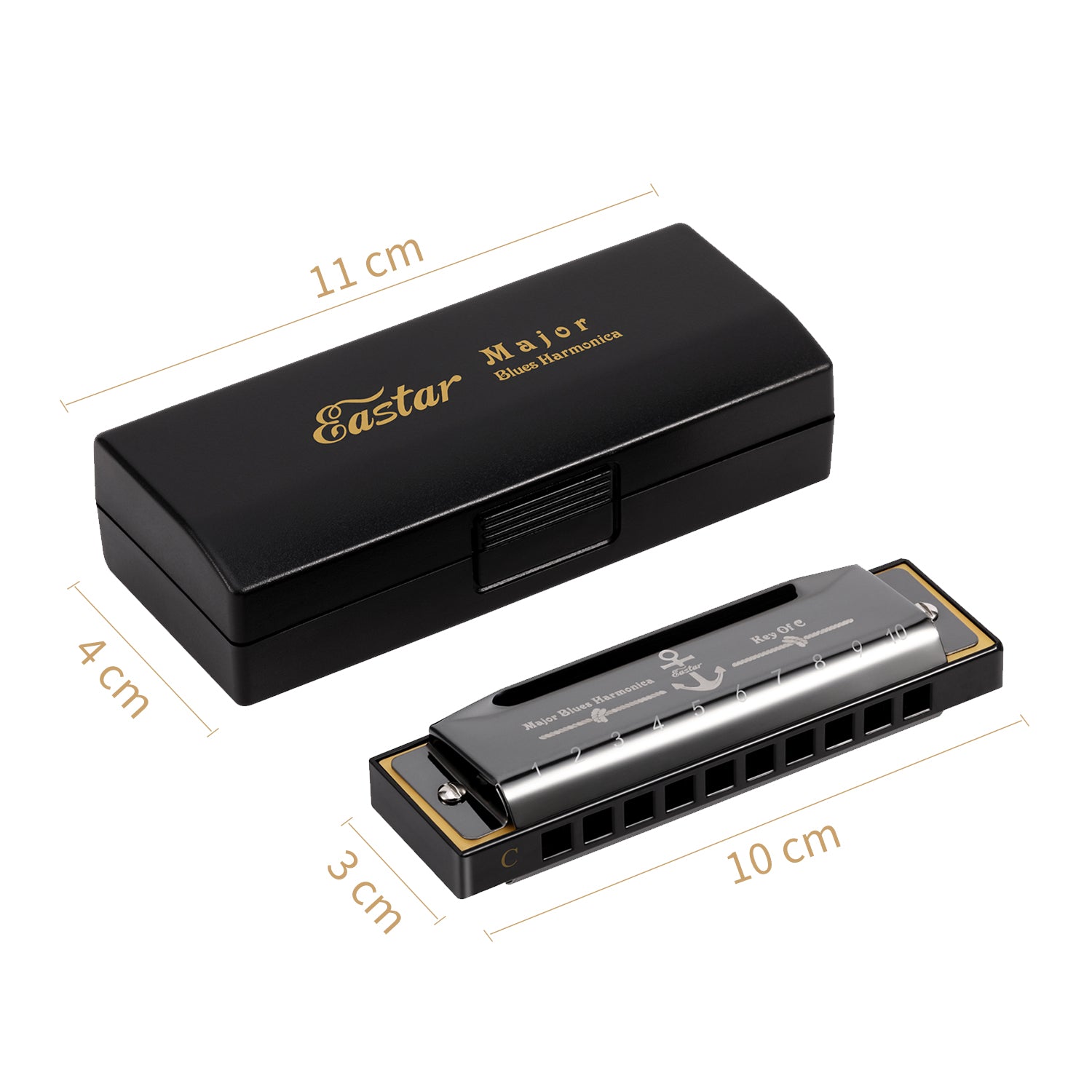 Eastar Major Advanced 10-Hole C Blues Harmonica Black