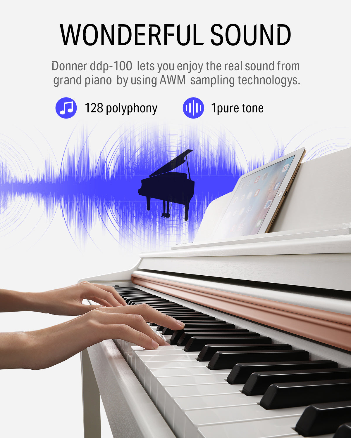 Donner DDP-100 88 Key Weighted Hammer Action Upright Digital Piano for Beginners Black/White-White##