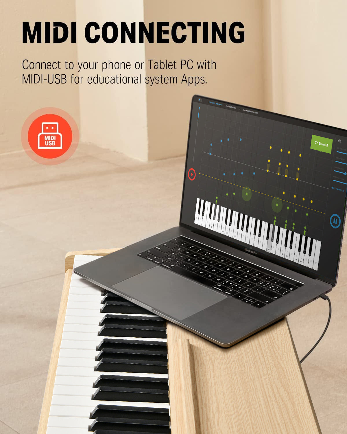 Donner DDP-80 Wooden Digital Piano-Light Oak Sound Upgrade##