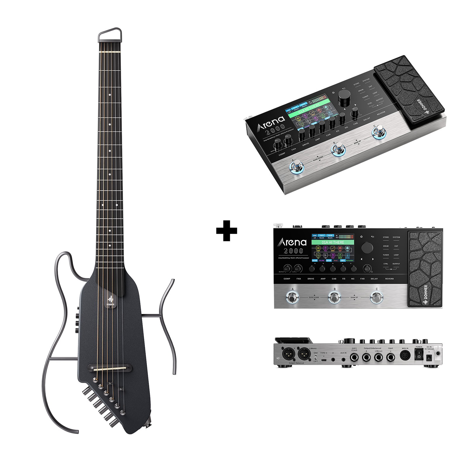 Donner HUSH-I Acoustic-Electric Guitar Kit for Travel Silent Practice