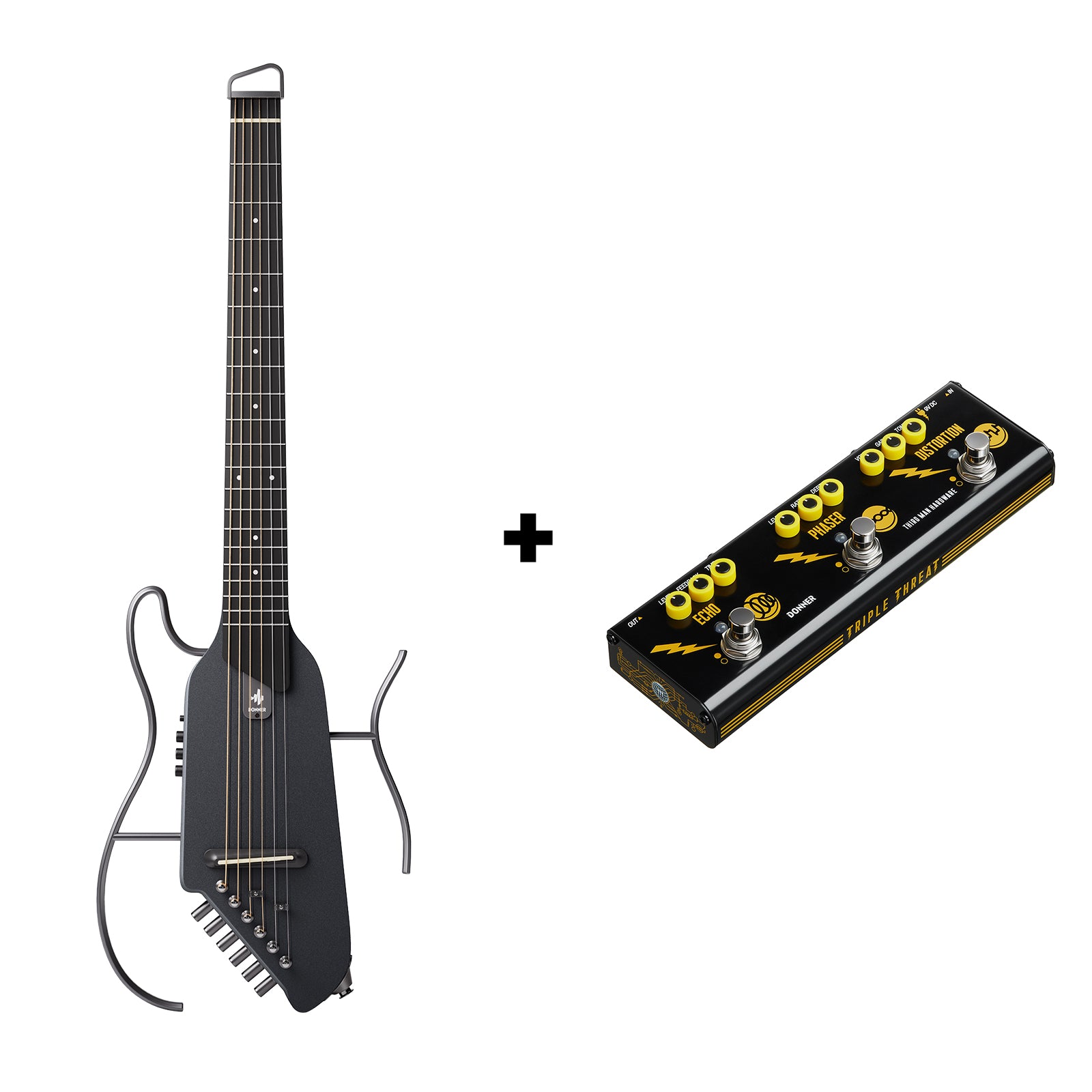 DONNER サイレントギター HUSH-I Donner EC1781 HUSH-I Silent Guitar, Mahogany, Natural – Easy