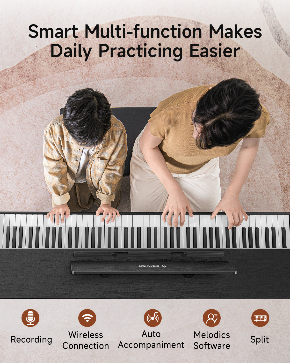 Donner DDP-200 PRO 88 Key Graded Hammer-Action Weighted Upright Digital Piano-Black##