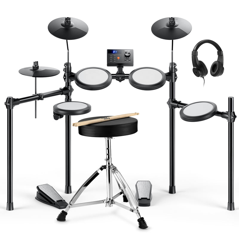 Donner DED-70 Electric Drum Set 4-Drum 3-Cymbal For Beginners with Headphones/Drum Throne