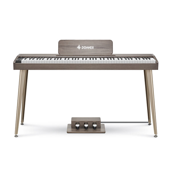 Donner DDP-60 Wooden 88-Key Semi-Weighted Upright Digital Piano with 3-Pedal for Beginner-Gray##