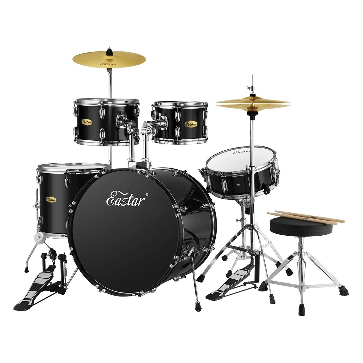 Eastar 22" 5-Piece Adult Drum Set for Beginner Starter Complete Drum Kit with Pedal Cymbals Stands Stool and Sticks