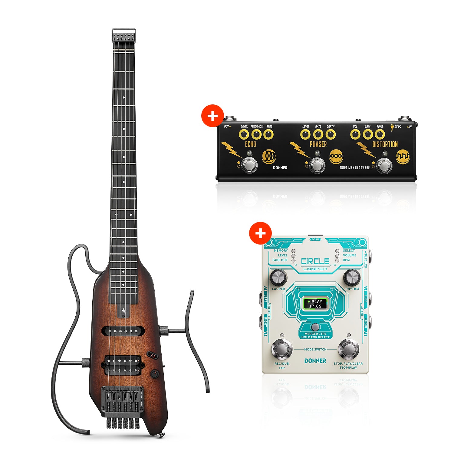 HUSH-X Porable Electric Guitar Kit for Travel Donner
