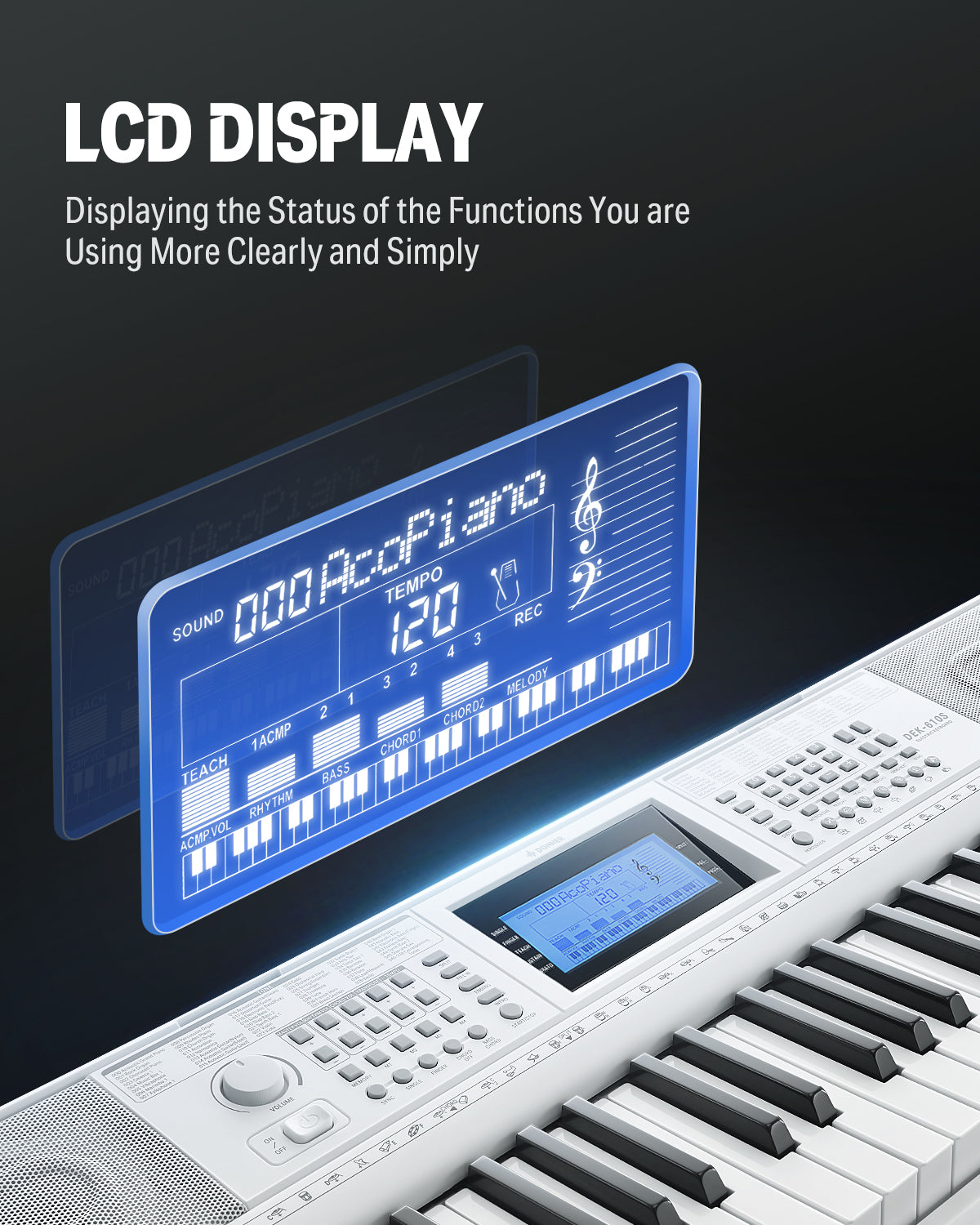 Donner DEK-610S 61 Key Electronic Keyboard Full Set for