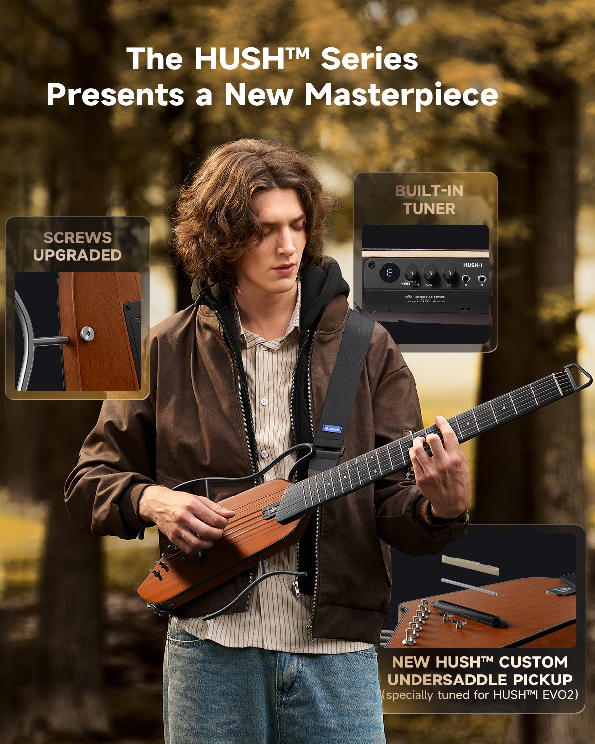 Donner HUSH-I Evo2 Guitar-Natural##