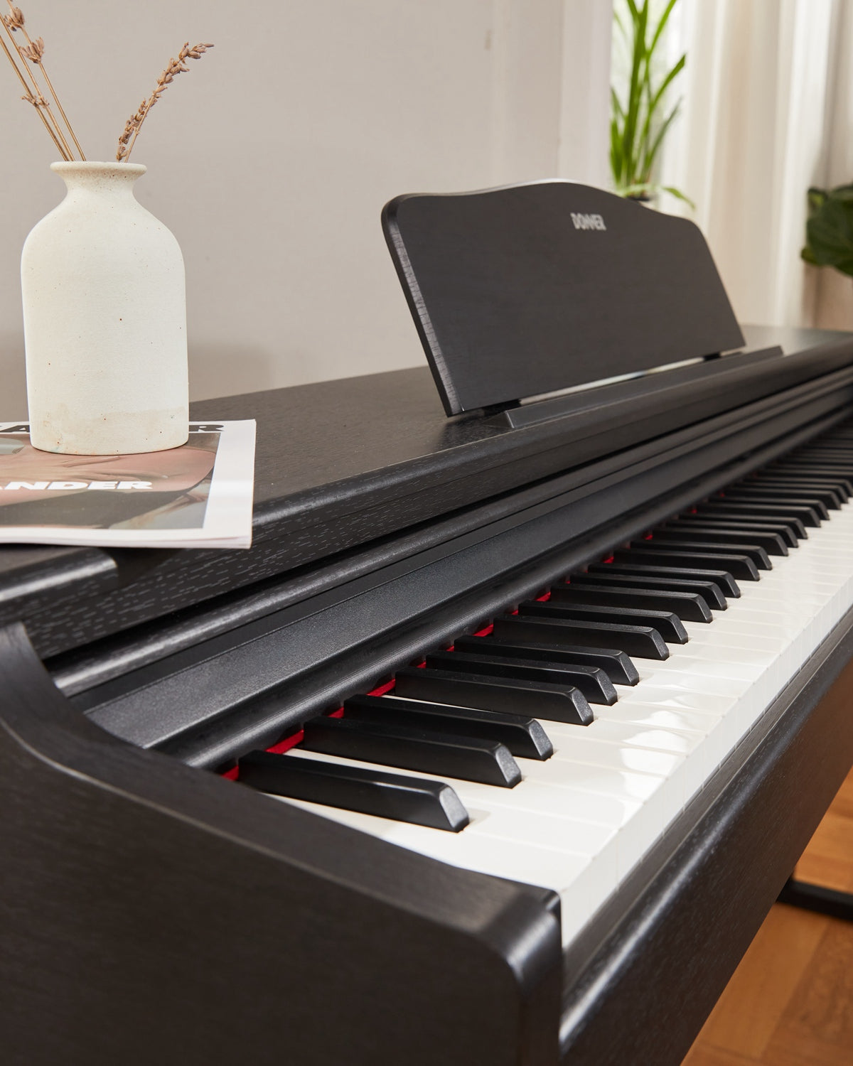 Donner DDP-100 88 Key Weighted Hammer Action Upright Digital Piano for Beginners Black/White-Black##