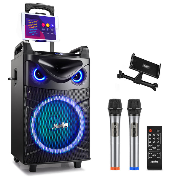 Moukey™ MTs12-1 Karaoke Machine Portable PA Trolley Speaker with Woofe