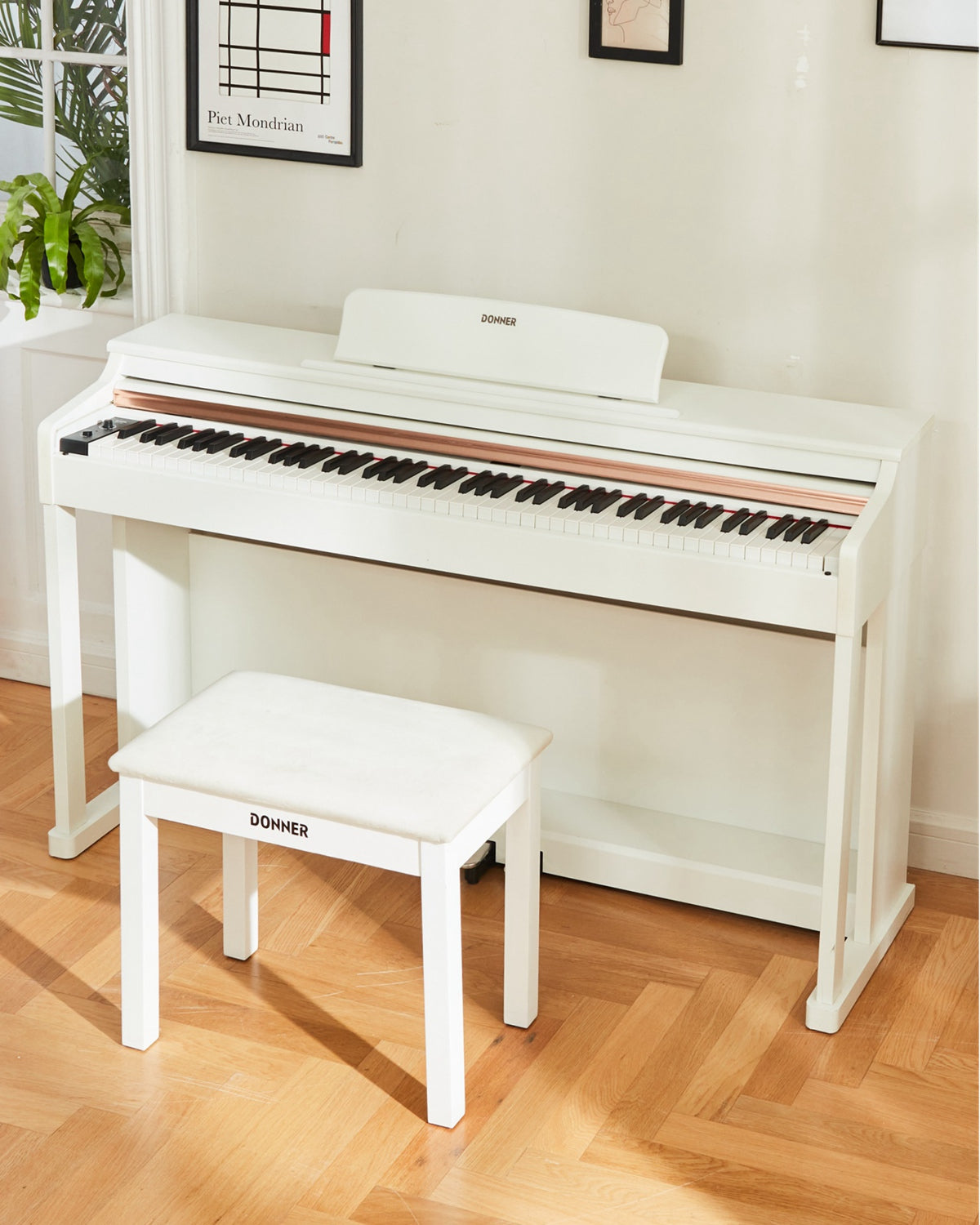 Donner DDP-100 88 Key Weighted Hammer Action Upright Digital Piano for Beginners Black/White-White##