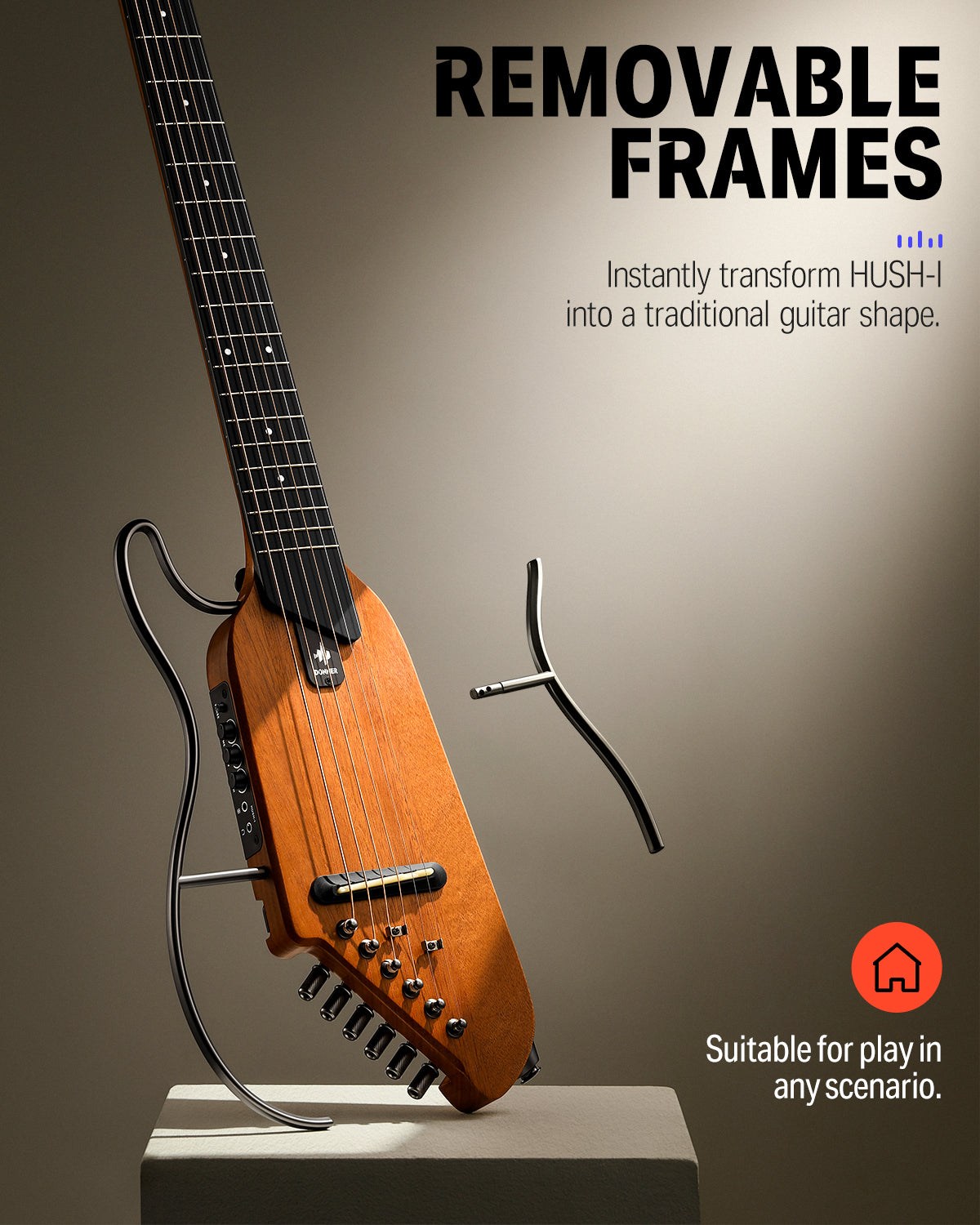 Donner HUSH-I Acoustic-Electric Guitar Kit for Travel Silent Practice-Mahogany Natural##