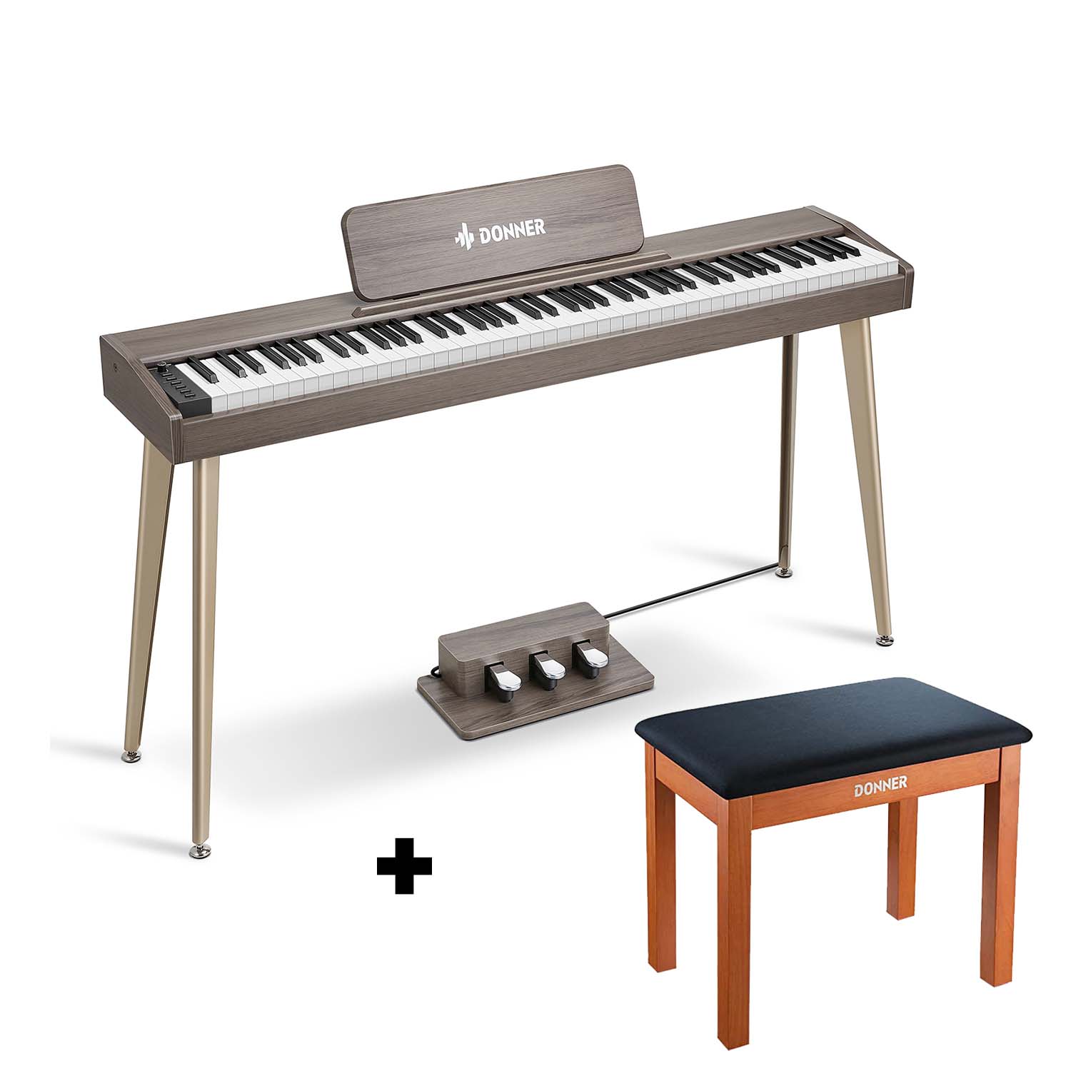 Donner DDP-60 Wooden 88-Key Semi-Weighted Upright Digital Piano with 3-Pedal for Beginner
