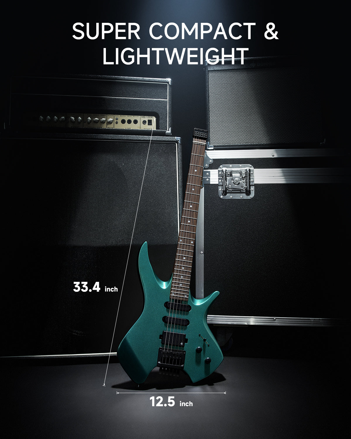 Donner HLX-500 Headless Electric Guitar-Green##