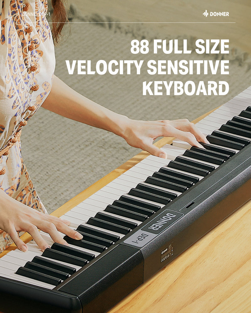 Donner DEP-1 Piano Keyboard 88 Keys Velocity-Sensitive Digital Keyboard Piano for Beginner