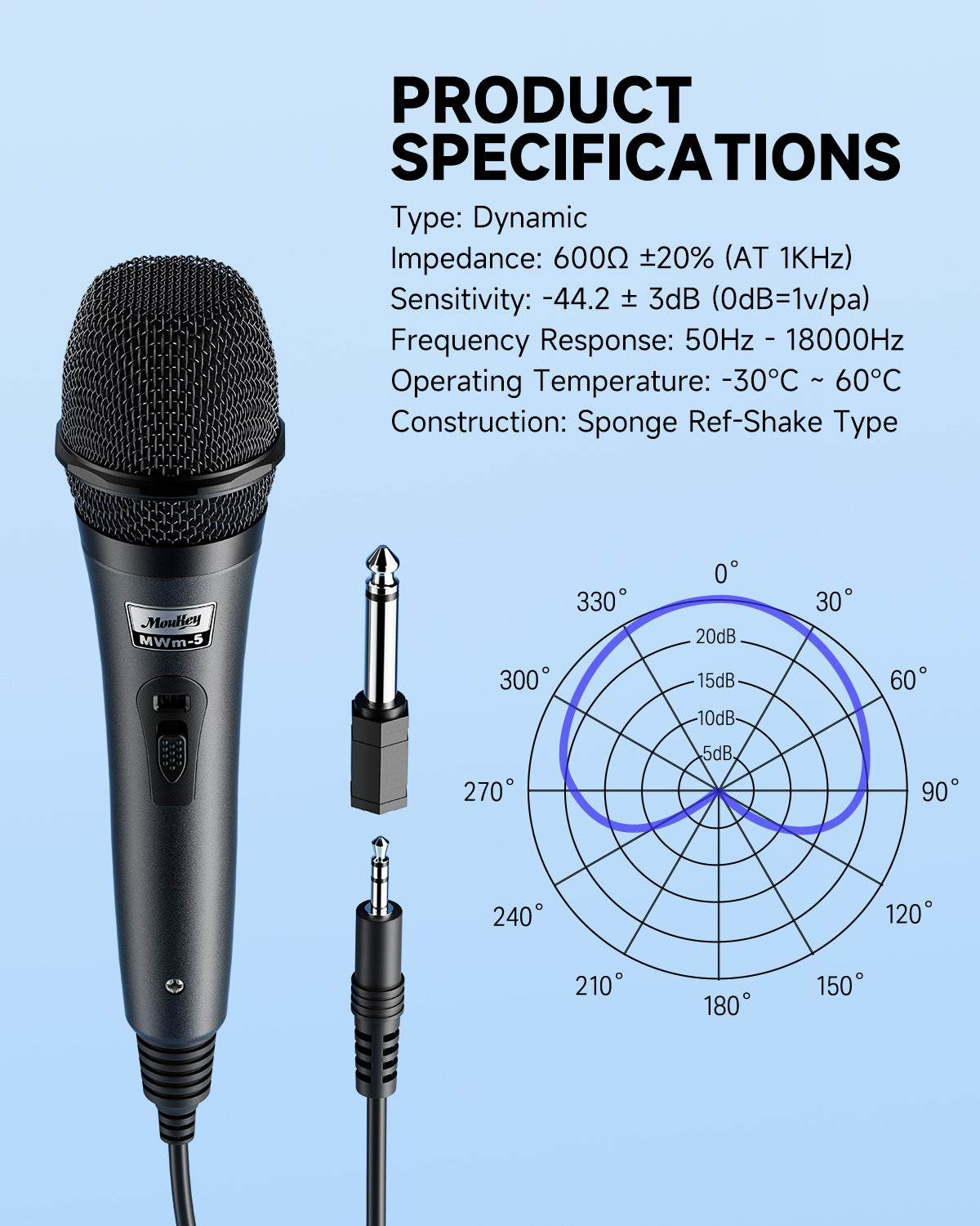 Moukey MWm-5 Gray Wired Microphone