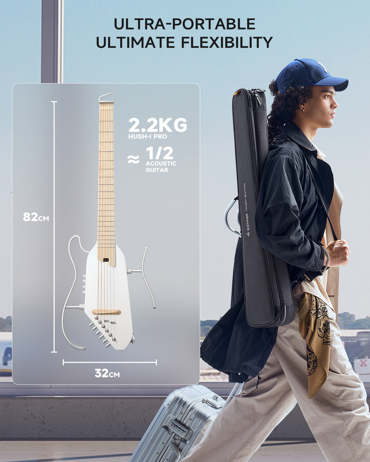 HUSH-I PRO Acoustic-Electric Travel Guitar with Sound