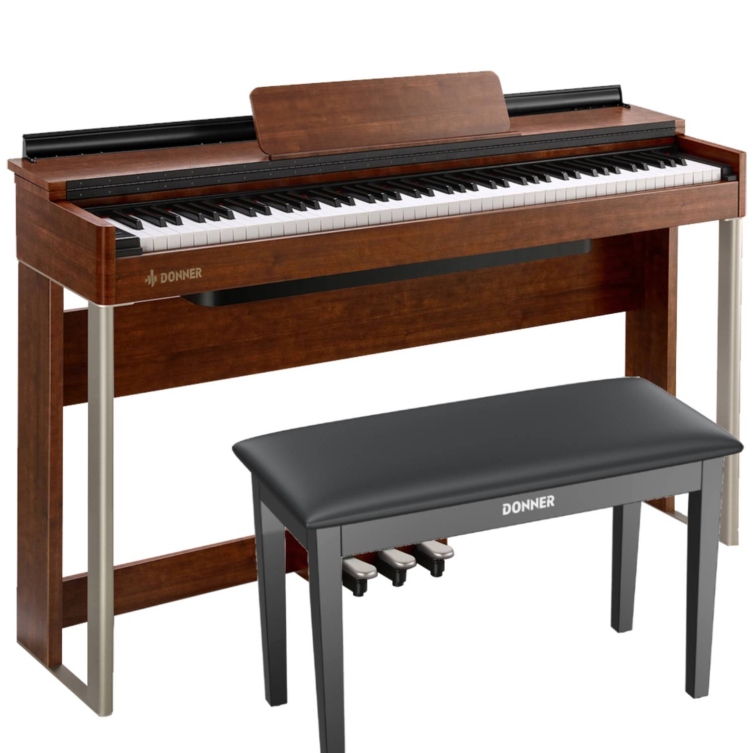 Donner DDP-200 Wooden 88 Key Dynamic Graded Hammer Action Weighted Upright Digital Piano for Professional