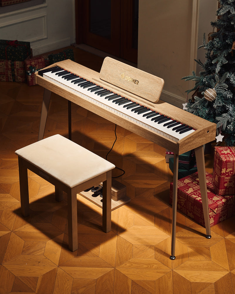 Donner DDP-60 Wooden 88-Key Semi-Weighted Upright Digital Piano with 3-Pedal for Beginner