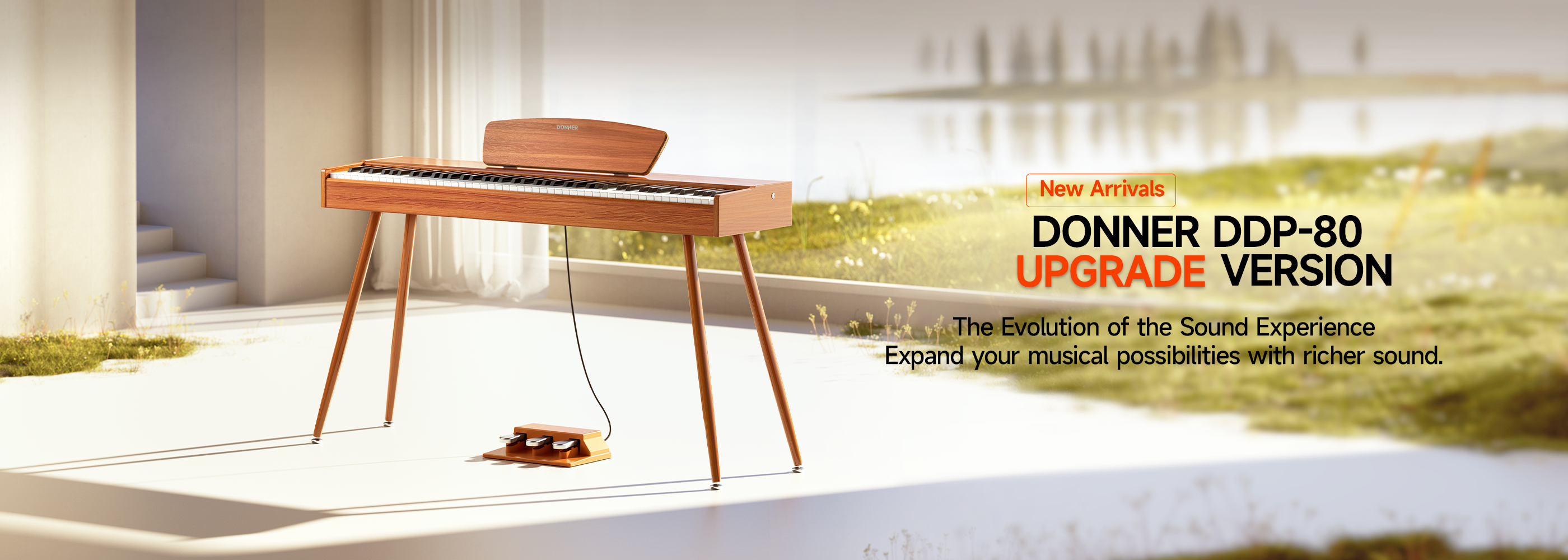 DDP-80 Wooden 88 Key Weighted Upright Digital Piano for Home Donner