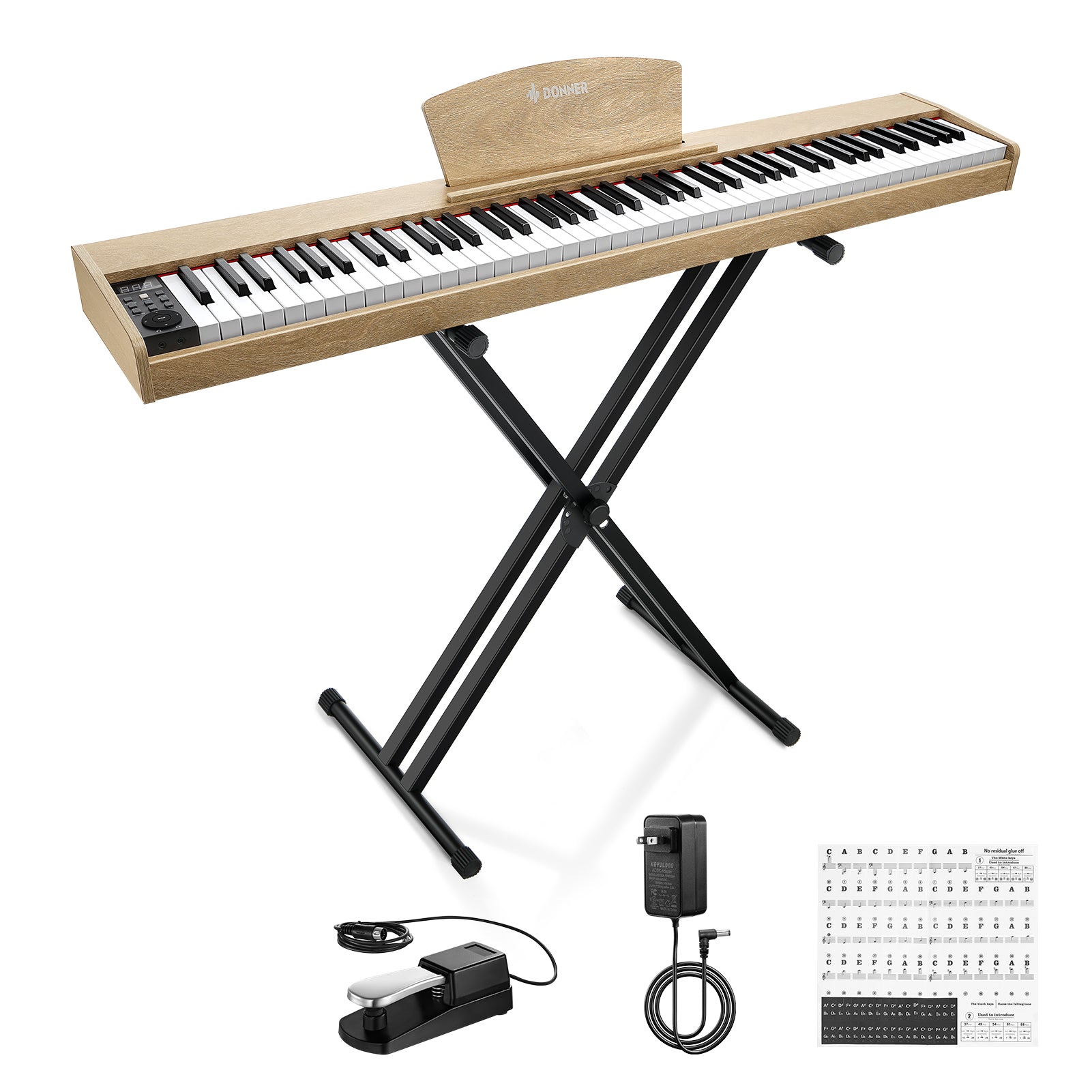 Donner DEP-1S Beginner Digital Piano Kit-Light wood##