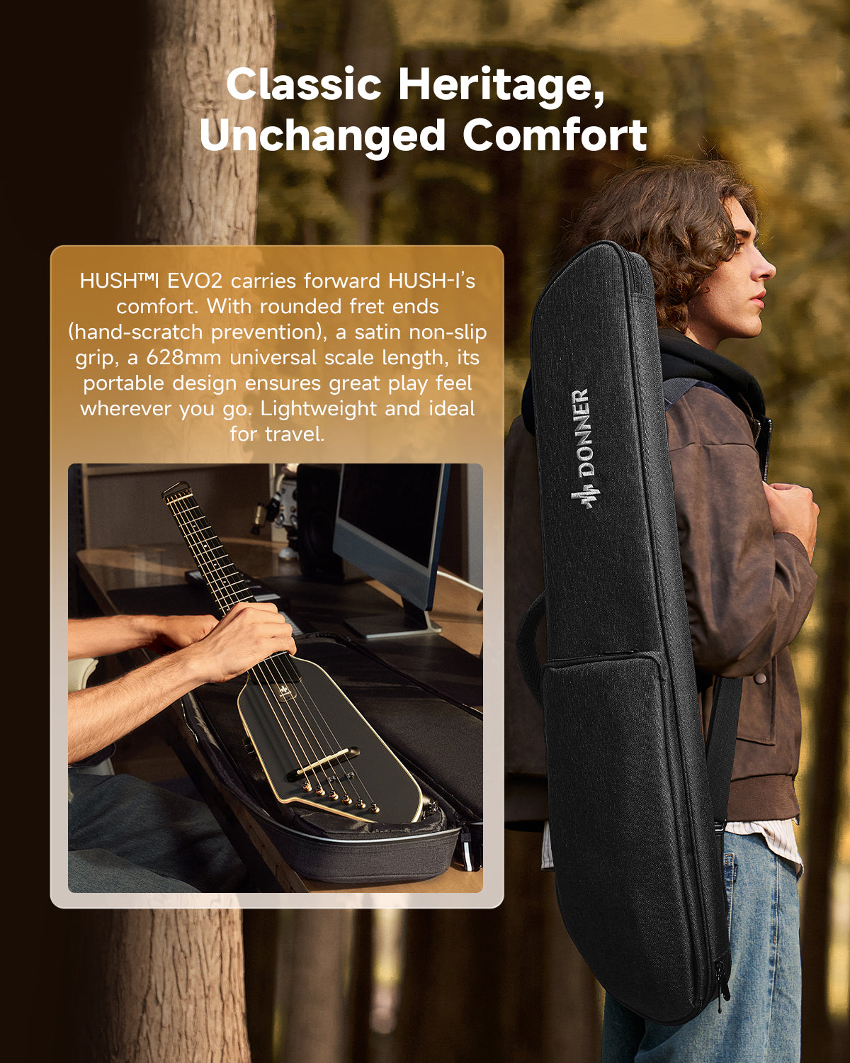 Donner HUSH-I Evo2 Guitar-Black##