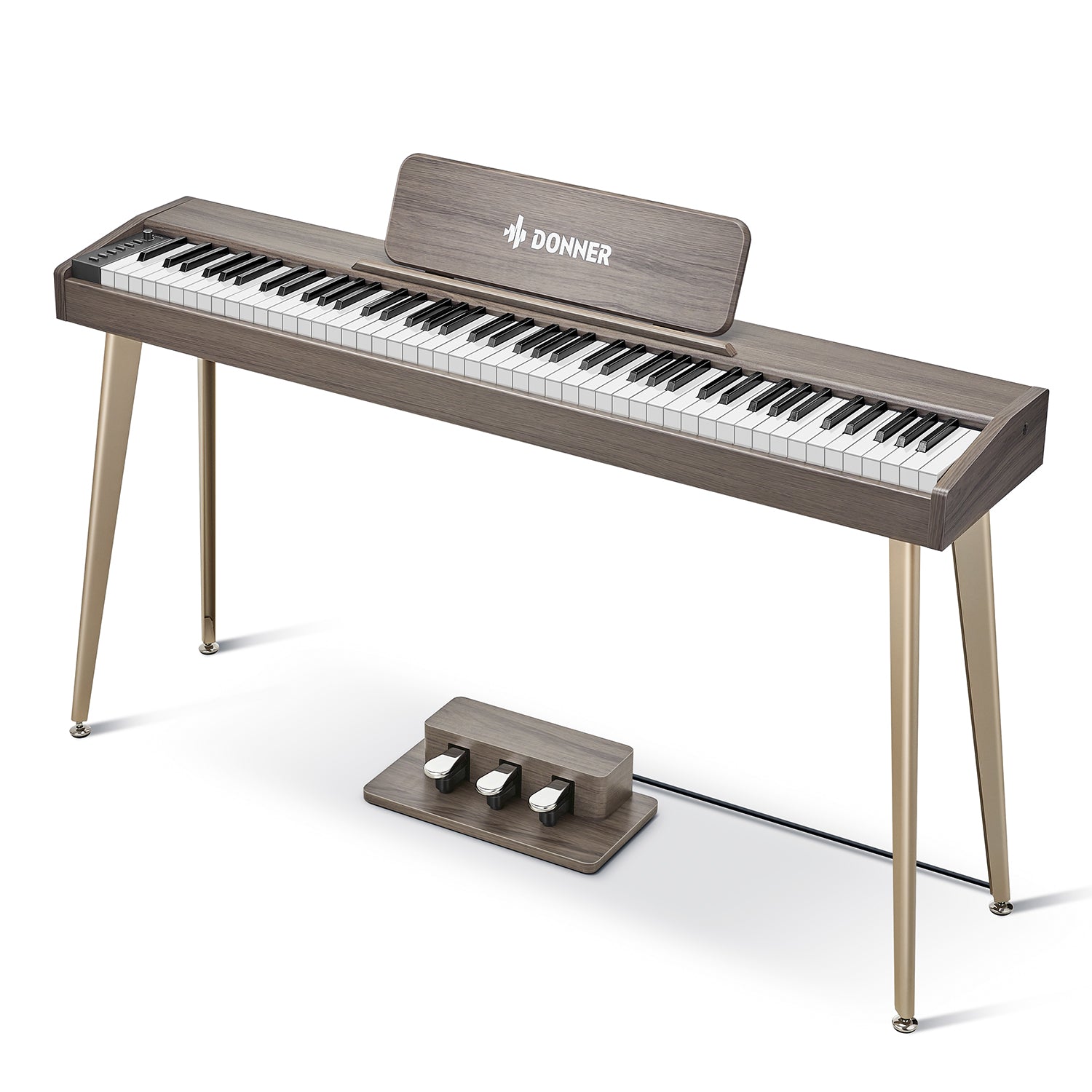 Donner DDP-60 Wooden 88-Key Semi-Weighted Upright Digital Piano with 3-Pedal for Beginner-Gray##