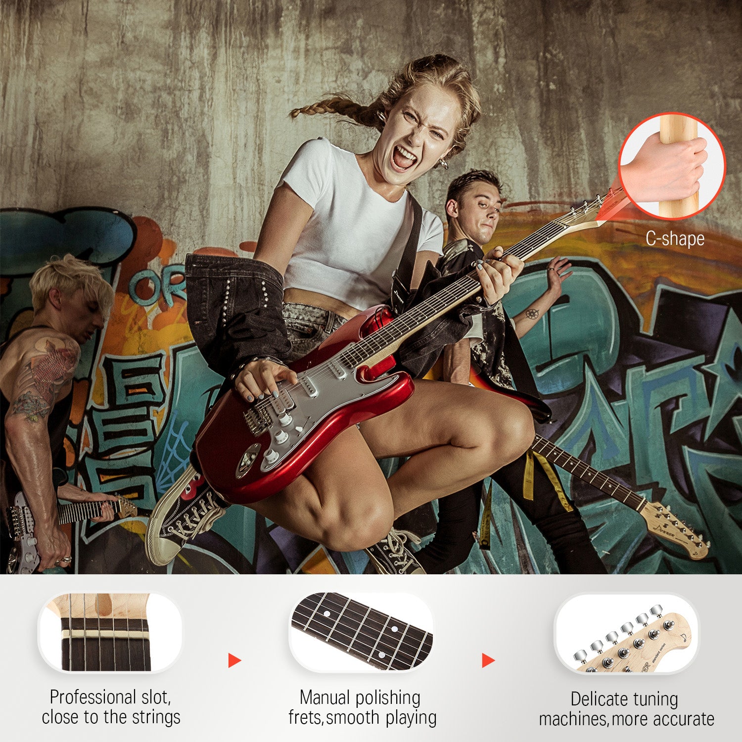 DST-100 HSS Electric Guitar Kit with Amplifier for Beginner