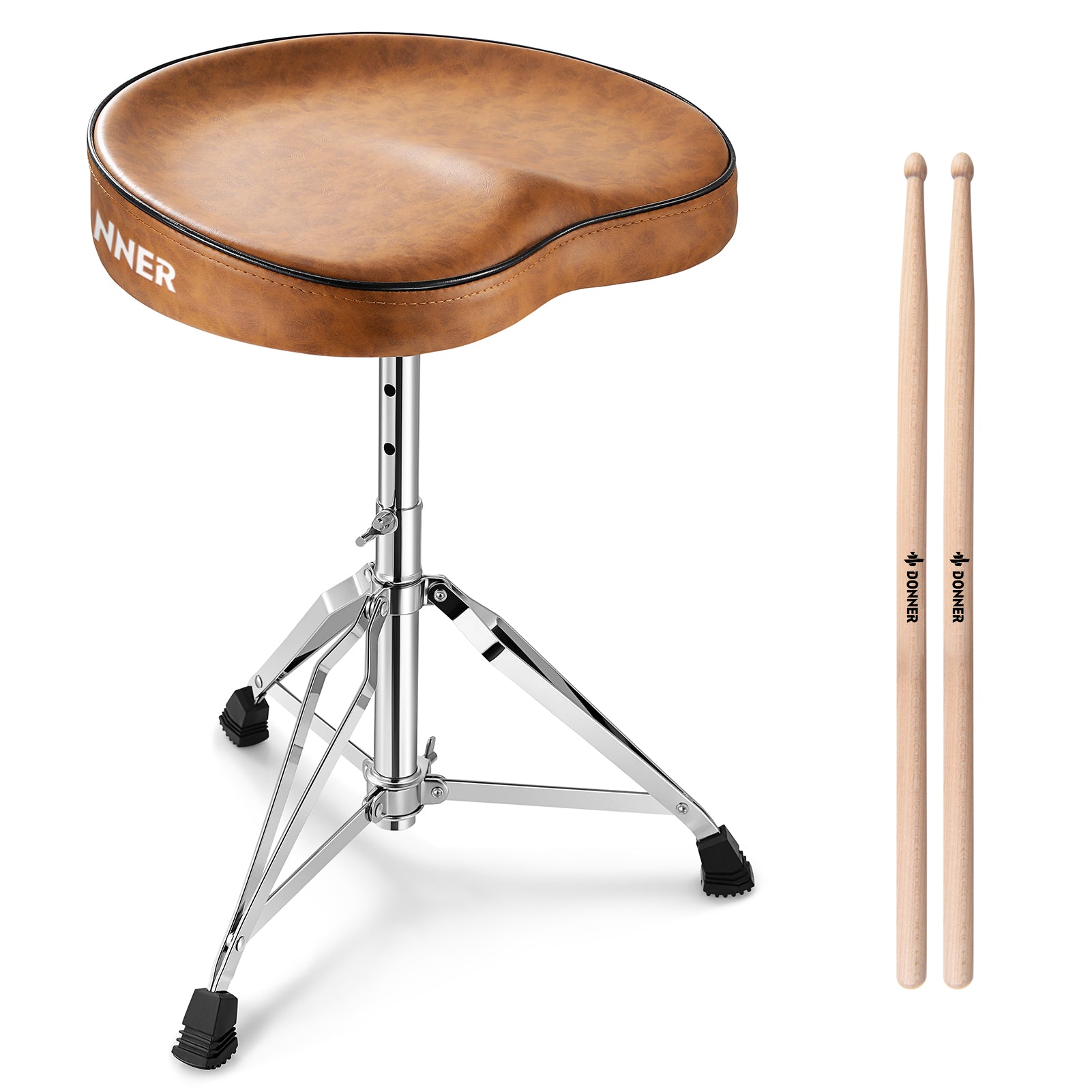 Donner DT-50 Brown Slim Saddle Drum Stool