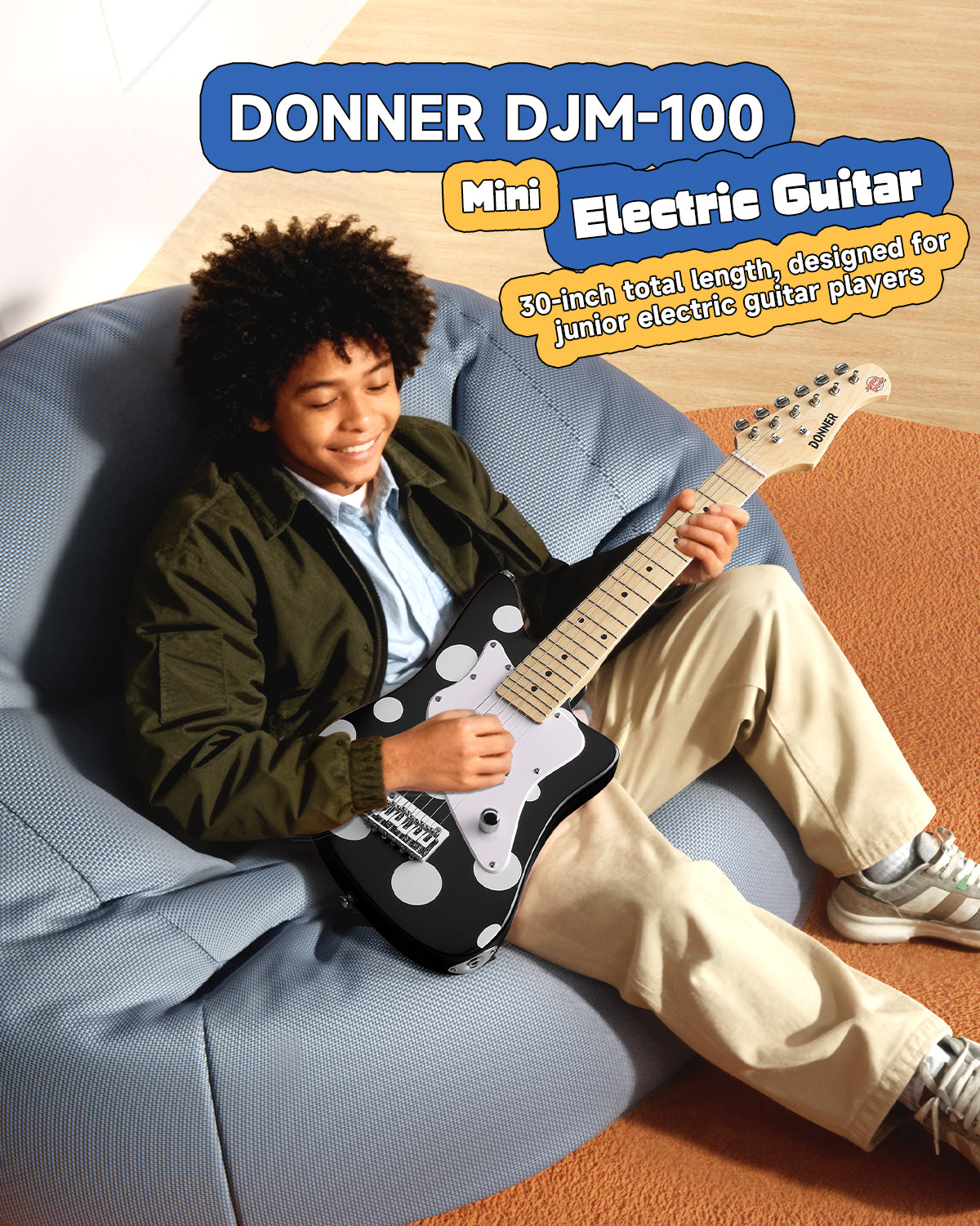 Donner DJM-100 Mono Dot 30 inch Kids Electric Guitar Kit