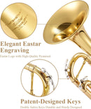 Eastar Bb Trumpet Standard Trumpet Set for Student Beginner with Hard Case, Cleaning Kit, 7C Mouthpiece and Gloves, Brass Bb Trumpet Instrument, Gold, ETR-380