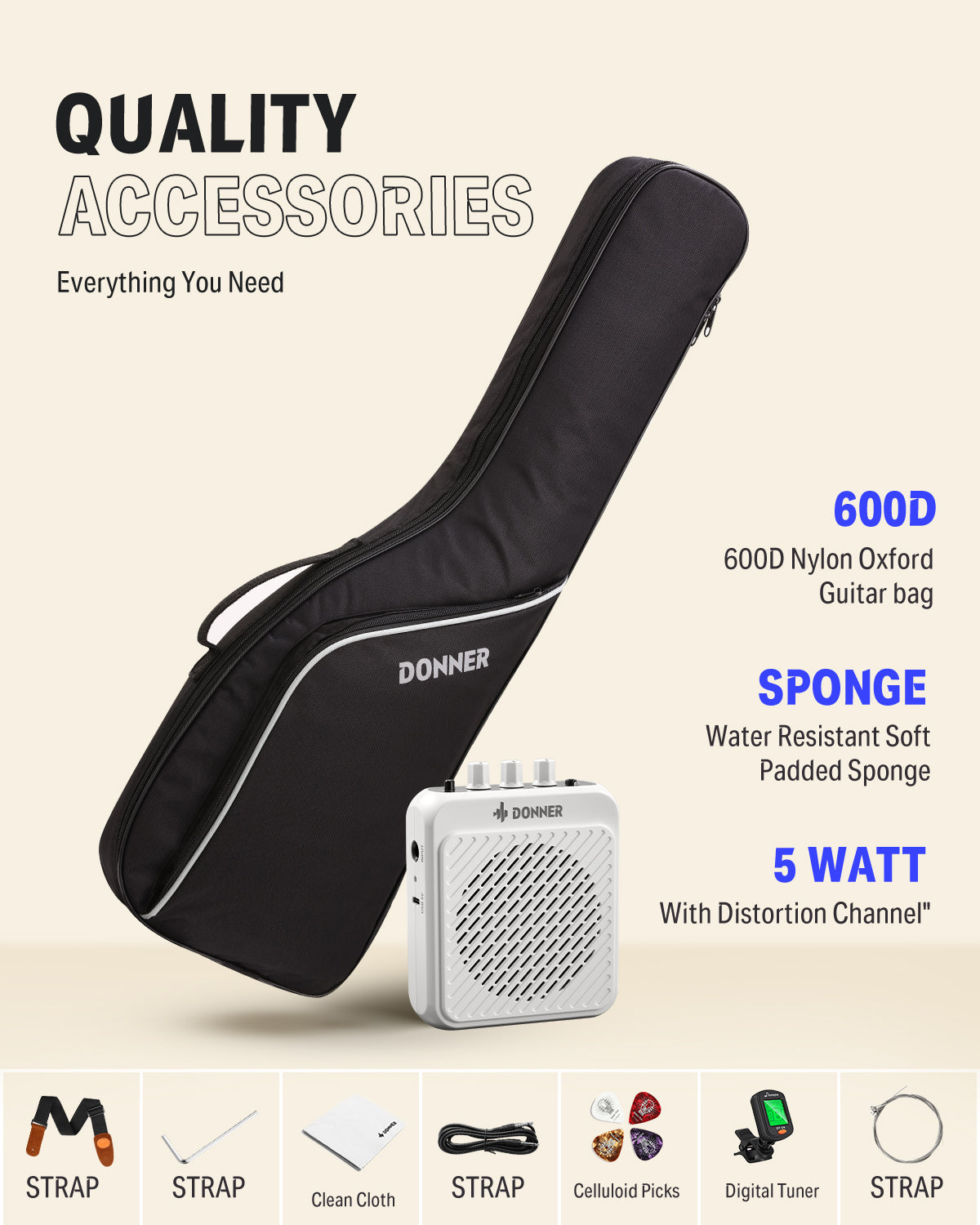 Donner DSJ-100 ST 30 Inch Junior Electric Guitar Beginner Kit