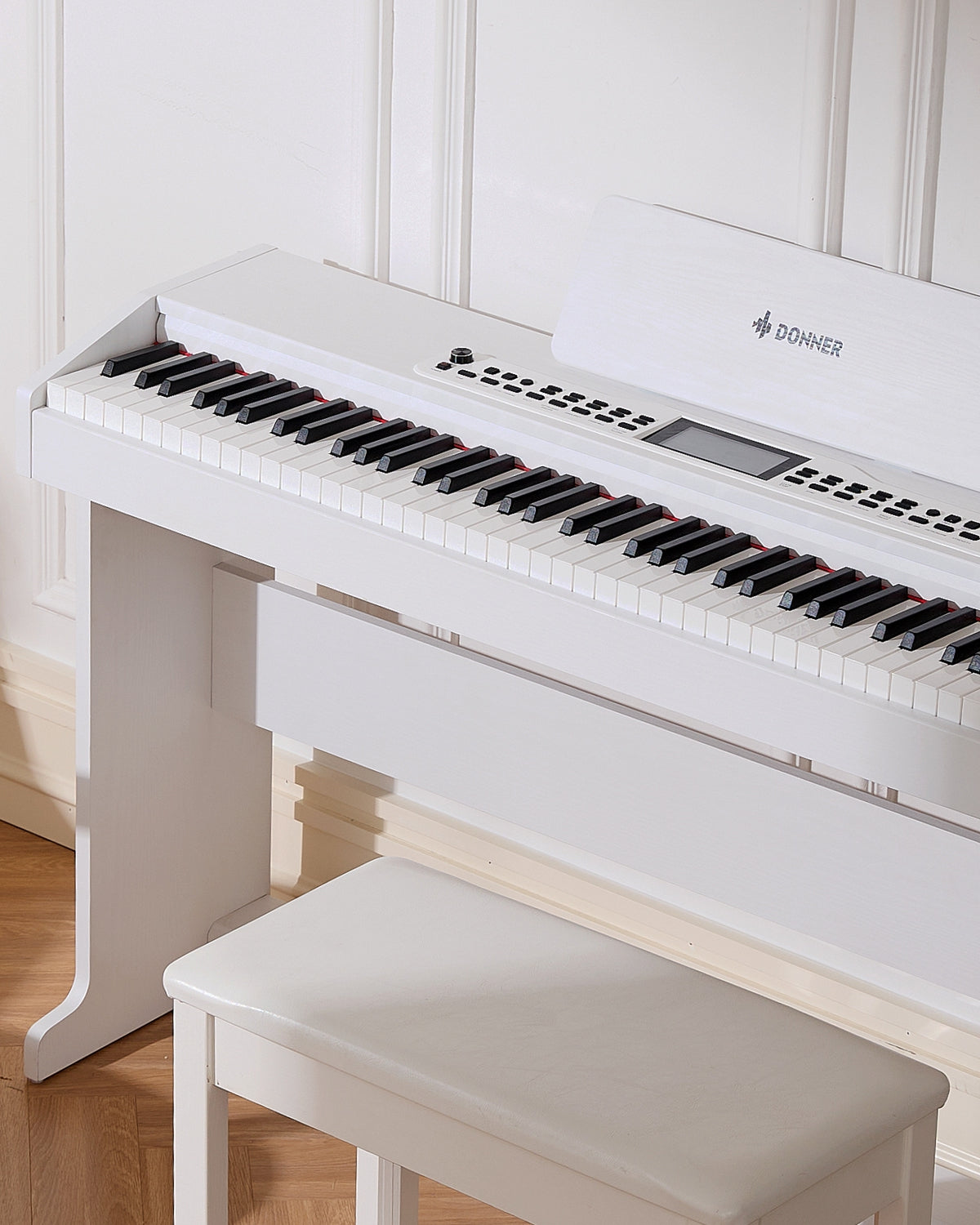 Donner DDP-95 88 Key Weighted Upright Digital Piano for Beginners White/Black-White##