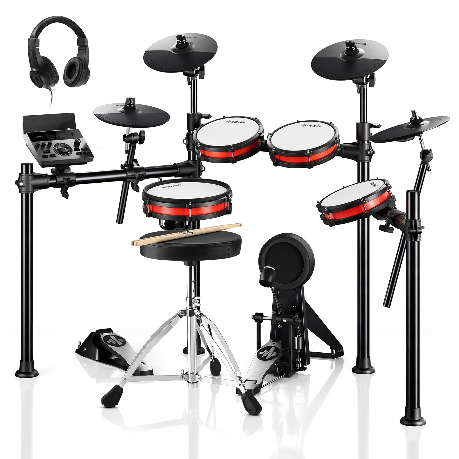 ドナー 電子ドラム DED-200 DONNER DED-200X Electronic Drum Set 5-Drum 4-Cymbal with Throne/Headphone