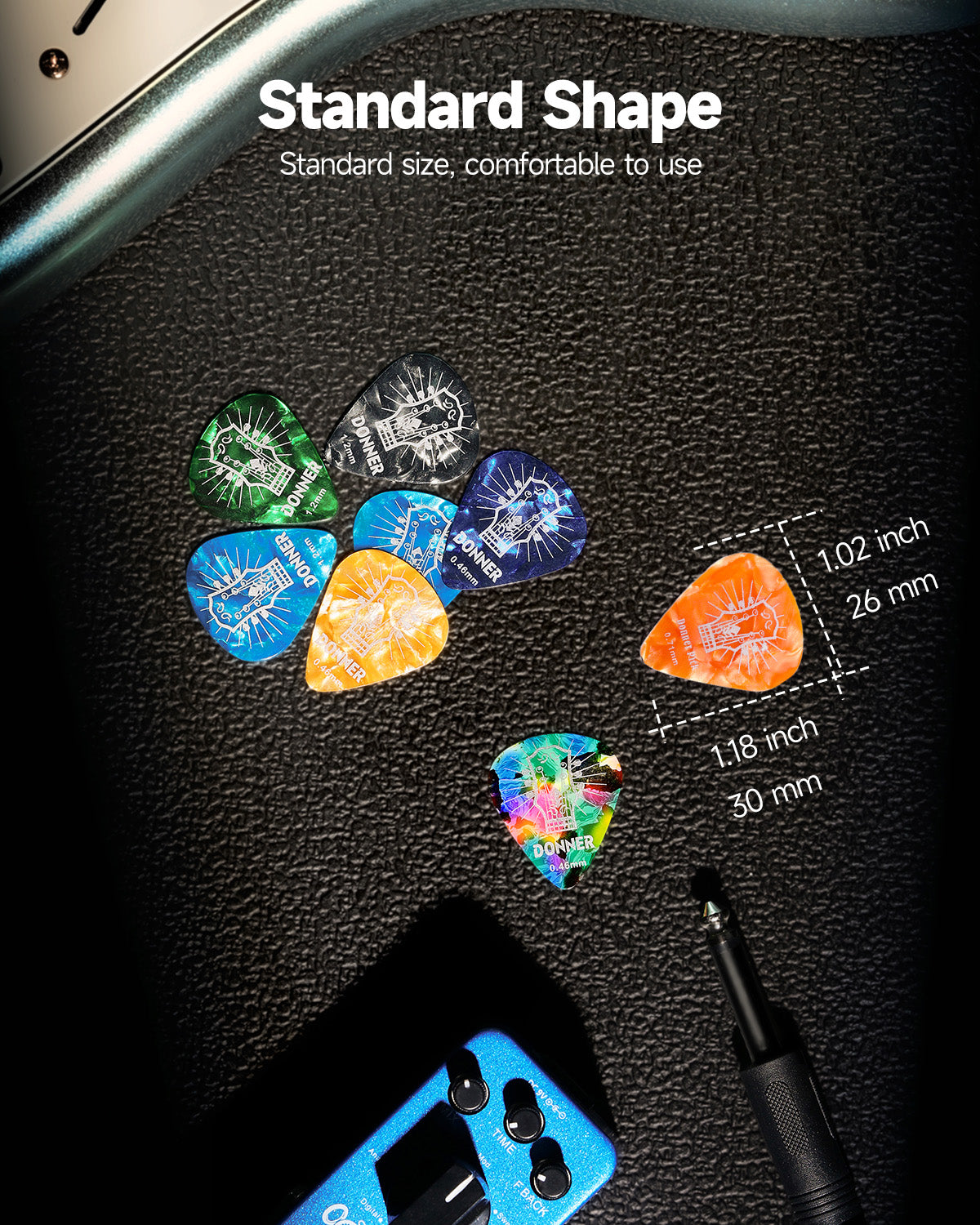 Donner Celluloid Guitar Picks 16 Pack Includes Thin, Medium, Heavy