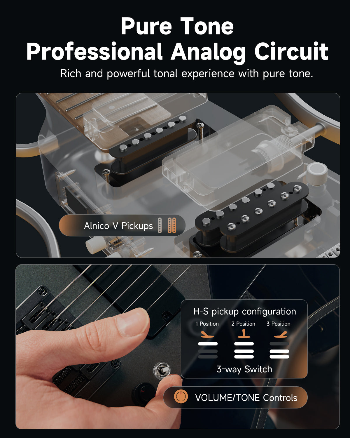Donner HUSH™ X PRO Electric Guitar-Midnight Glow##