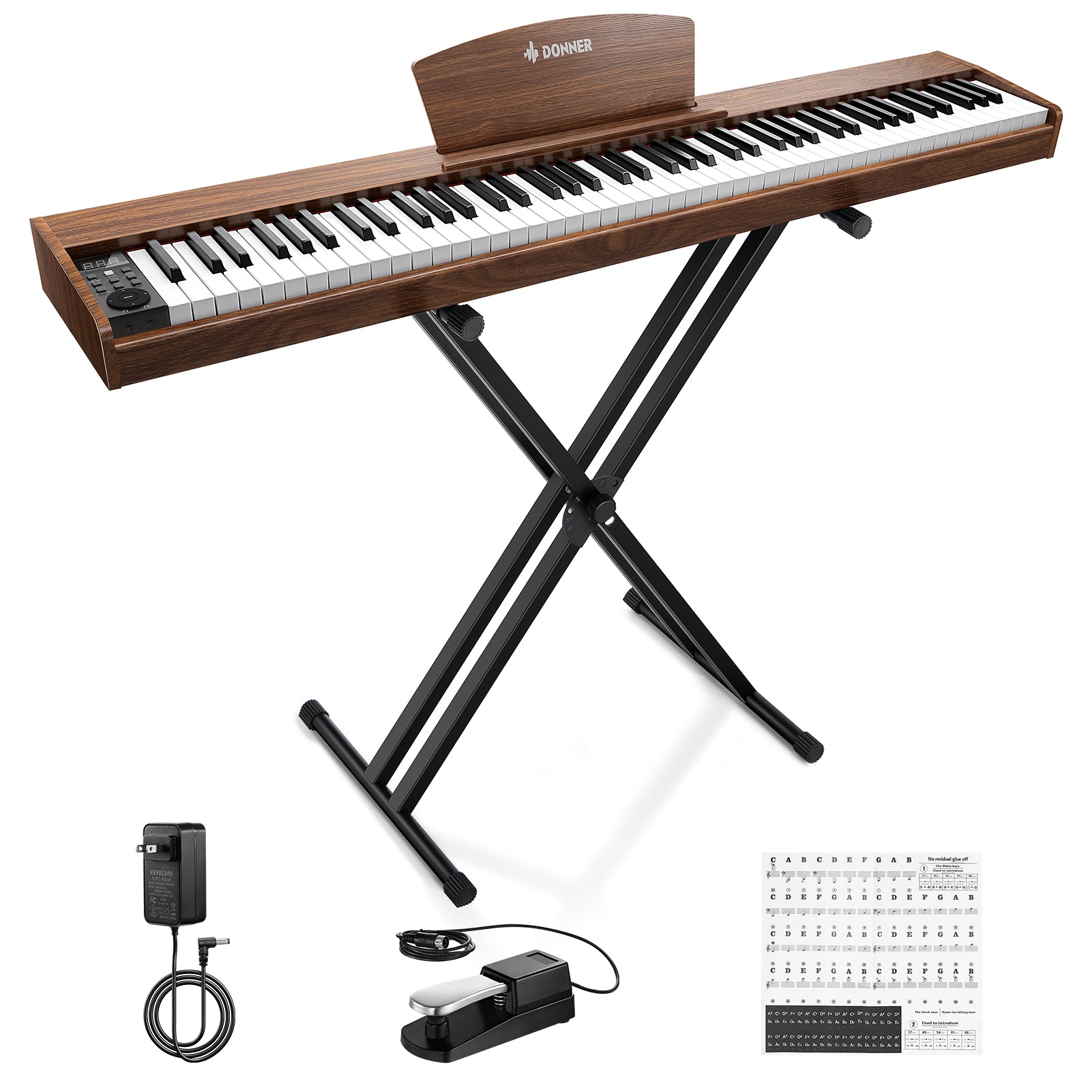 DEP-1S 88 Key Velocity-Sensitive Digital Piano with X-Stand Donner
