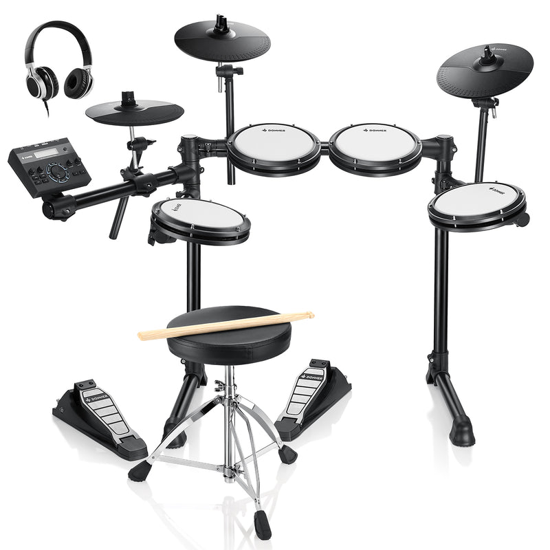 Donner DED-200 LITE Electronic Drum Kit for Beginner with 450+ Sounds, USB MIDI, Quiet Mesh Pads, Throne, Headphones, Sticks and 40 Melodics Lessons