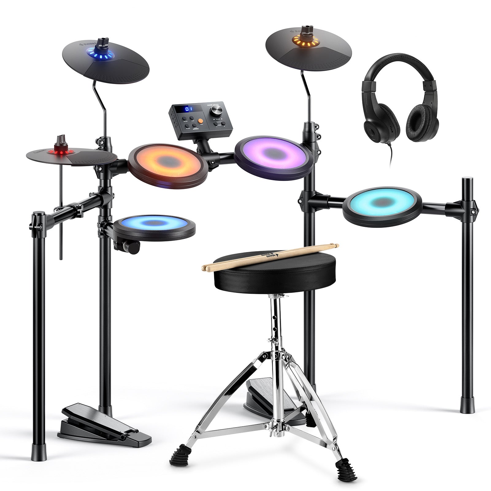 Donner DED-70L Electronic Drum Set with LED Lights
