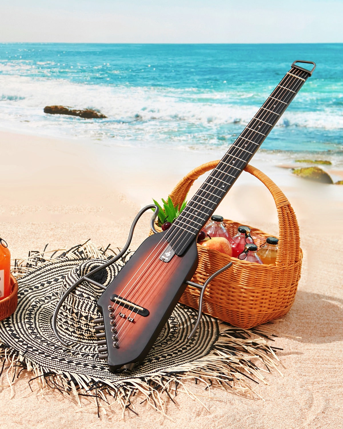 Donner HUSH-I Acoustic-Electric Guitar Kit for Travel Silent Practice-Mahogany Sunburst##