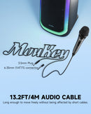 Moukey MWm-5 Karaoke Dynamic Microphone with 13 ft Cable, Compatible w/Karaoke Machine/PA System/Amp/Mixer