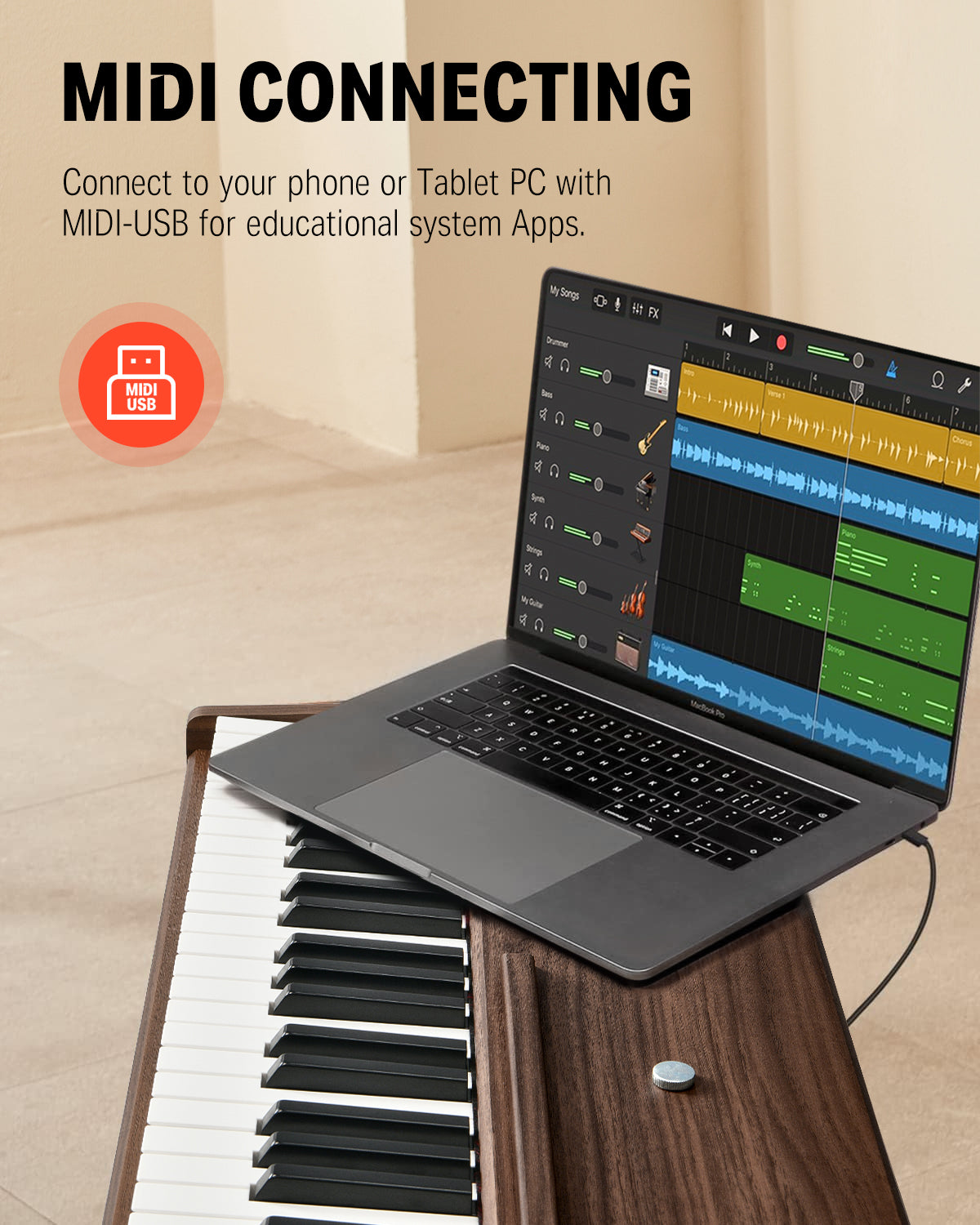 DDP-80 Wooden 88 Key Weighted Upright Digital Piano for Home Donner