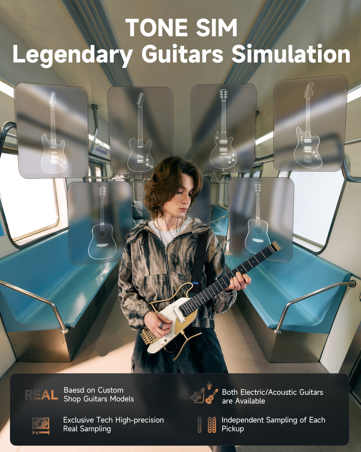 Donner HUSH™ X PRO Electric Guitar-White-Luxe##