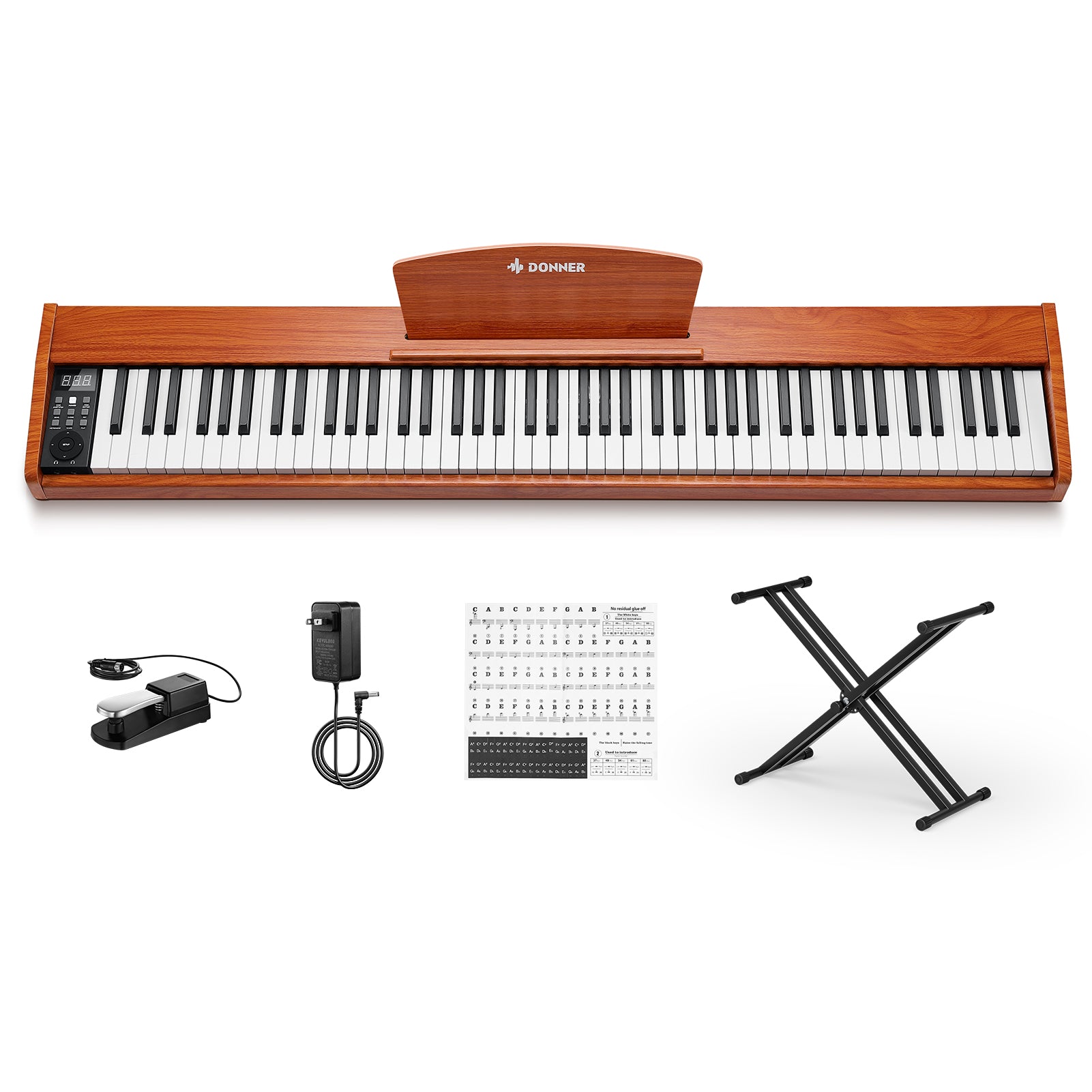 DEP-1S 88 Key Velocity-Sensitive Digital Piano with X-Stand Donner